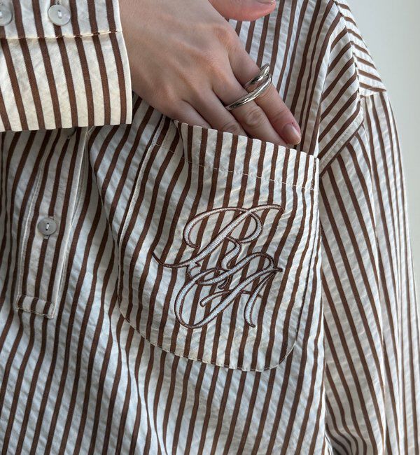  「【WEB限定】ロゴ刺繍ストライプスキッパーシャツ」|シャツ・ブラウス|