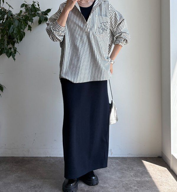  「【WEB限定】ロゴ刺繍ストライプスキッパーシャツ」|シャツ・ブラウス|