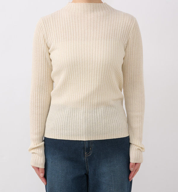  「《大人カジュアルに◎さりげない輝き》プチスパンコールリブニット」|シャツ・ブラウス|