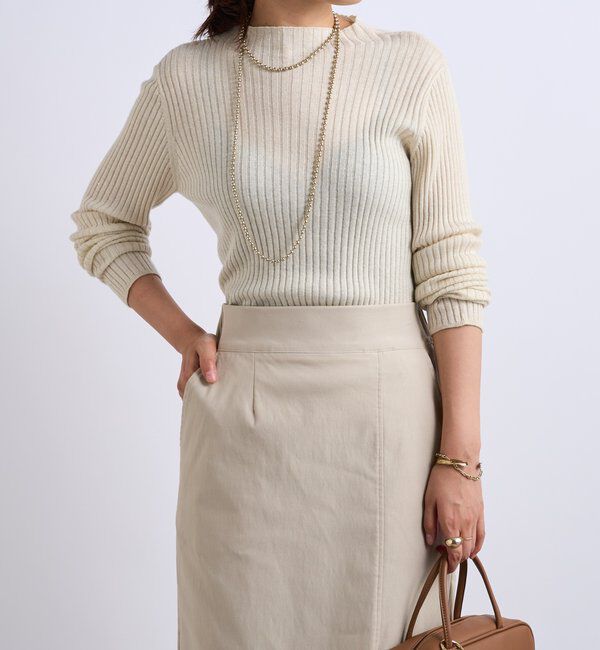  「《大人カジュアルに◎さりげない輝き》プチスパンコールリブニット」|シャツ・ブラウス|