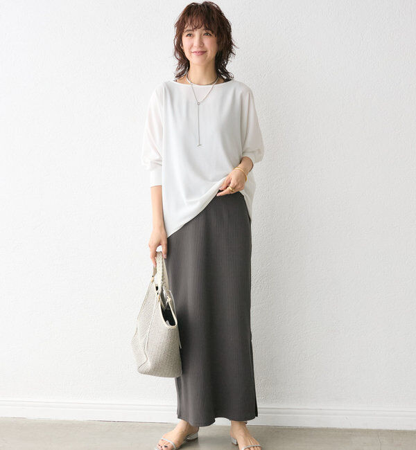  「【レビュー高評価/冷房・日焼け対策◎】リブ付きジョーゼットドルマンブラウス」|シャツ・ブラウス|