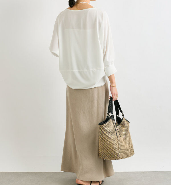  「【レビュー高評価/冷房・日焼け対策◎】リブ付きジョーゼットドルマンブラウス」|シャツ・ブラウス|