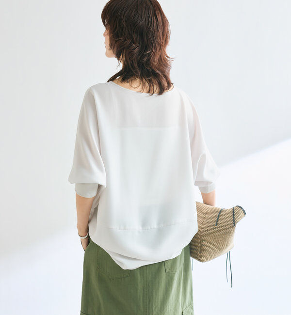  「【レビュー高評価/冷房・日焼け対策◎】リブ付きジョーゼットドルマンブラウス」|シャツ・ブラウス|