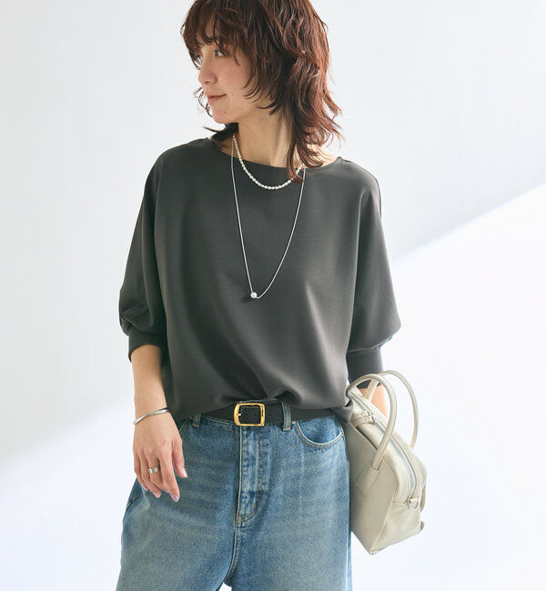  「【レビュー高評価/冷房・日焼け対策◎】リブ付きジョーゼットドルマンブラウス」|シャツ・ブラウス|