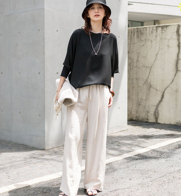  「【レビュー高評価/冷房・日焼け対策◎】リブ付きジョーゼットドルマンブラウス」|シャツ・ブラウス|