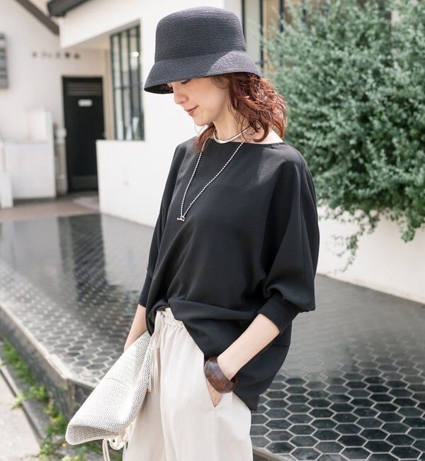  「【レビュー高評価/冷房・日焼け対策◎】リブ付きジョーゼットドルマンブラウス」|シャツ・ブラウス|