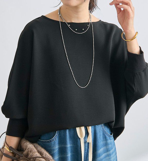  「【レビュー高評価/冷房・日焼け対策◎】リブ付きジョーゼットドルマンブラウス」|シャツ・ブラウス|