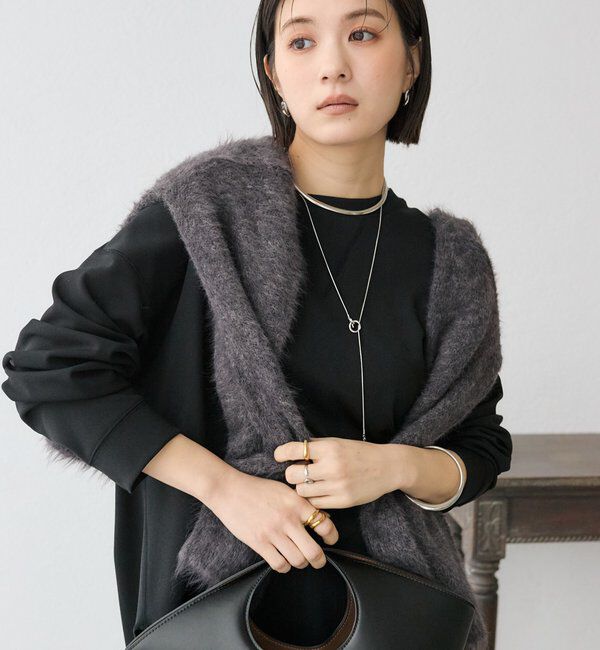  「【ニットのインナーにもおすすめ】カットジョーゼットライトプルオーバー」|Tシャツ・カットソー|ブラック