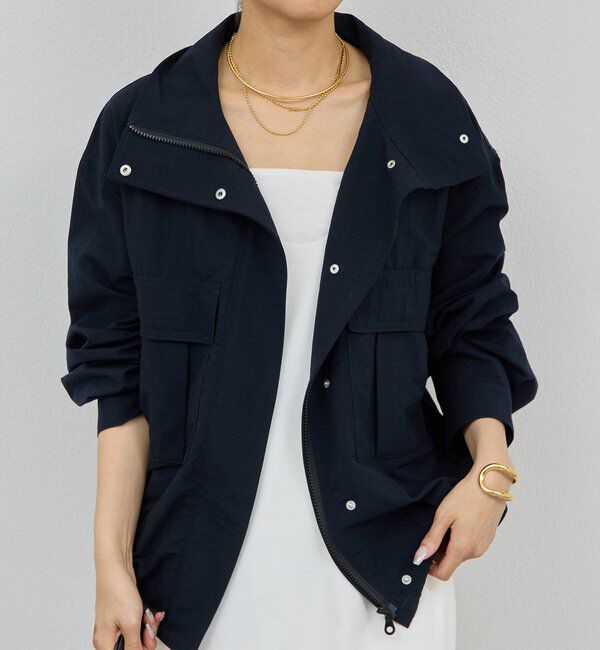  「【CHIKAコラボ】ハイカラーブルゾン」|ブルゾン・スタジャン|ネイビー