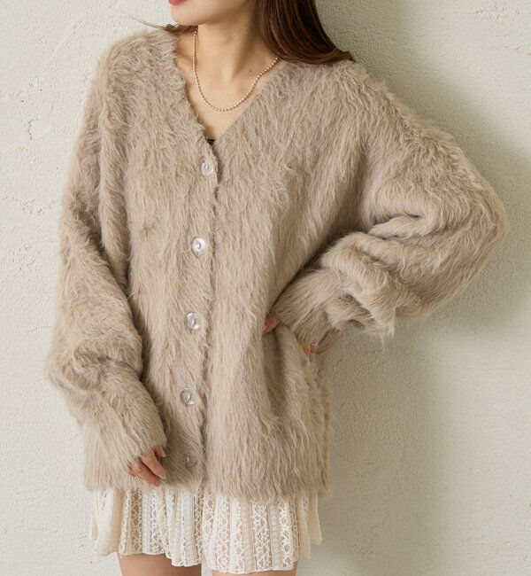  「[mline]シャギーロングカーディガン」|カーディガン|