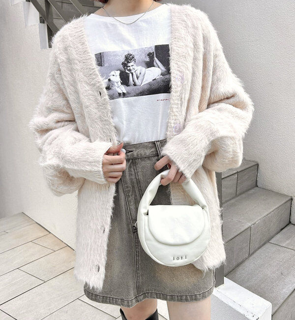  「[mline]シャギーロングカーディガン」|カーディガン|ピンク