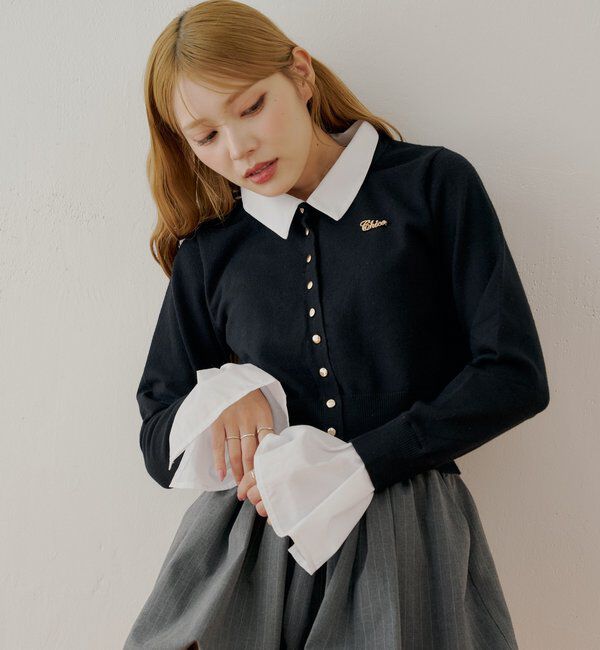  「襟取り外しフロントボタンニット」|カーディガン|