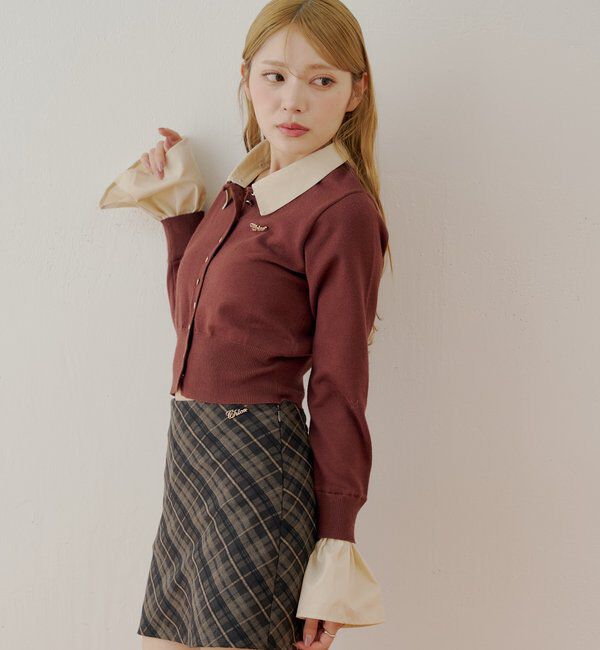  「襟取り外しフロントボタンニット」|カーディガン|