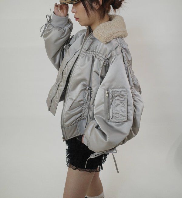  「【Six M/シックスエム】ドロスト衿ボアMA-1」|ブルゾン・スタジャン|