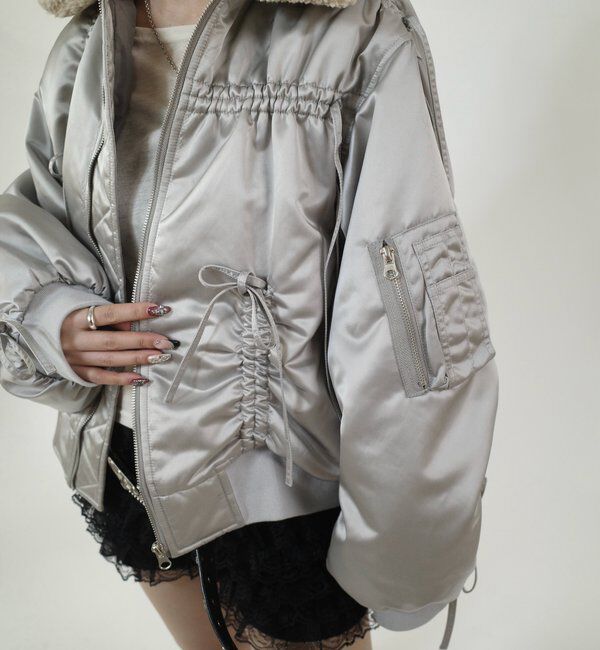  「【Six M/シックスエム】ドロスト衿ボアMA-1」|ブルゾン・スタジャン|