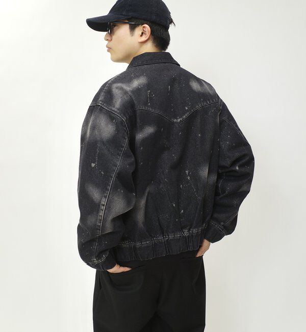  「スプレーブリーチステンカラーデニムブルゾン【セットアップ対応】」|デニムジャケット|