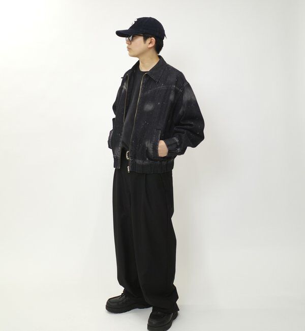  「スプレーブリーチステンカラーデニムブルゾン【セットアップ対応】」|デニムジャケット|
