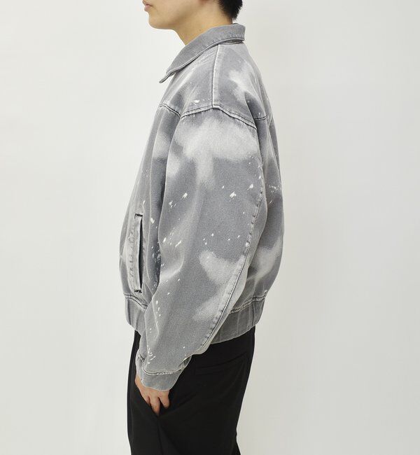  「スプレーブリーチステンカラーデニムブルゾン【セットアップ対応】」|デニムジャケット|