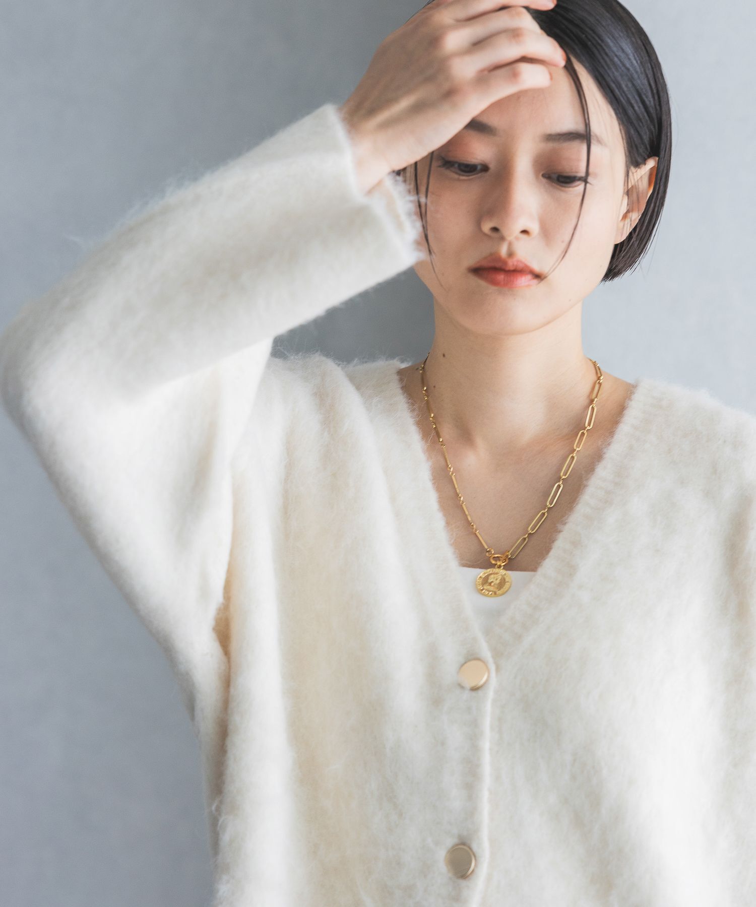 A part by 「【WEB限定】シャギーロングVネックカーディガン」|ニット・セーター|