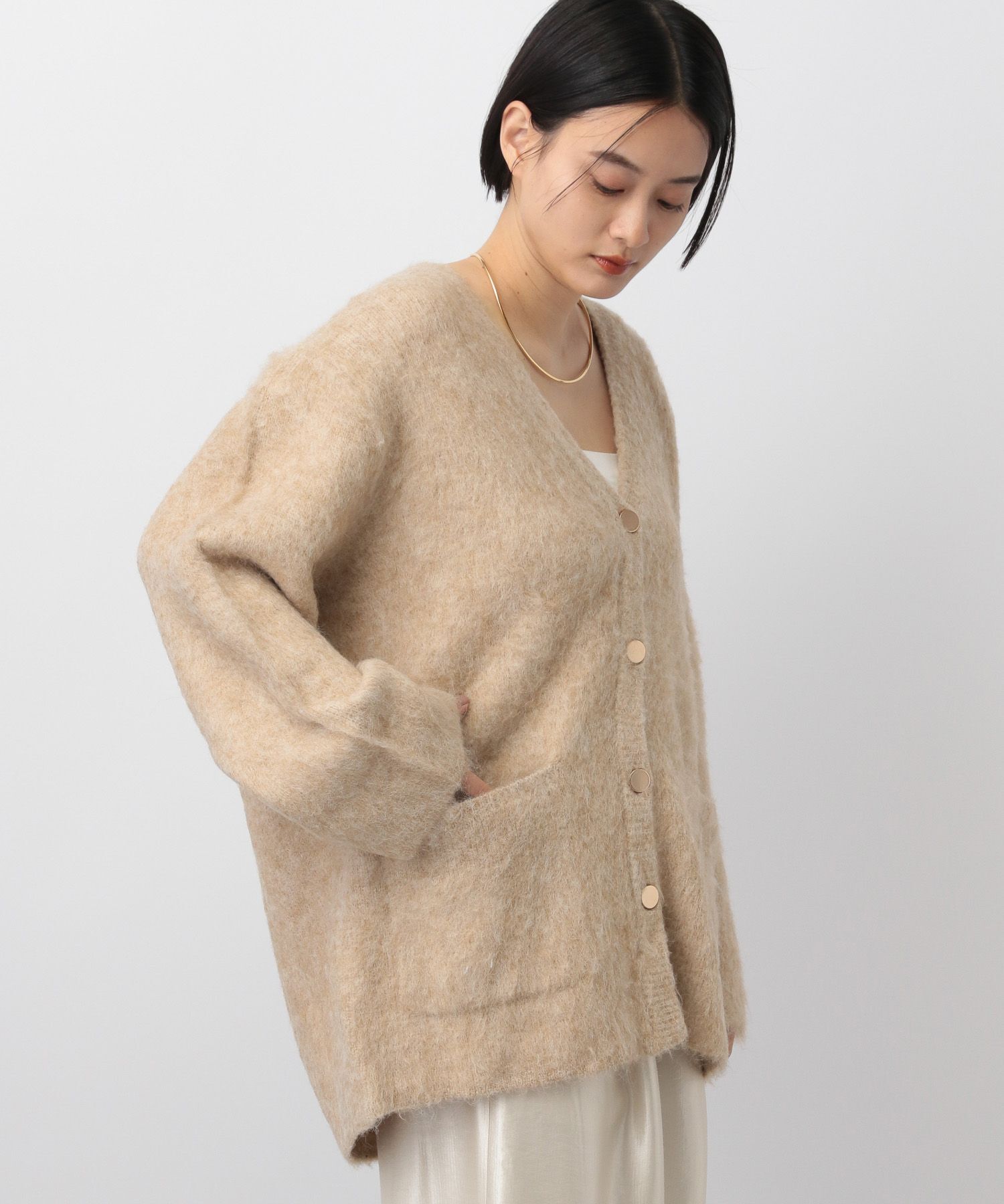 A part by 「【WEB限定】シャギーロングVネックカーディガン」|ニット・セーター|