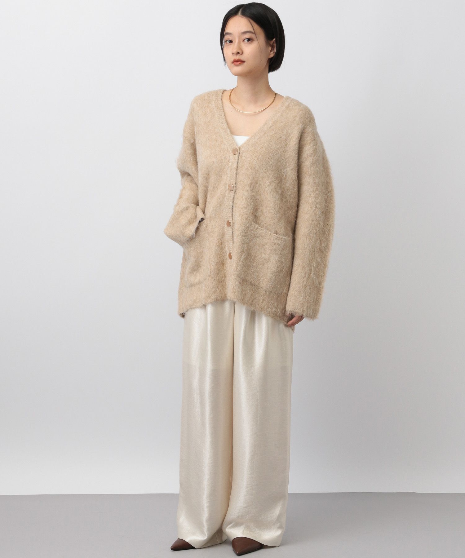 A part by 「【WEB限定】シャギーロングVネックカーディガン」|ニット・セーター|