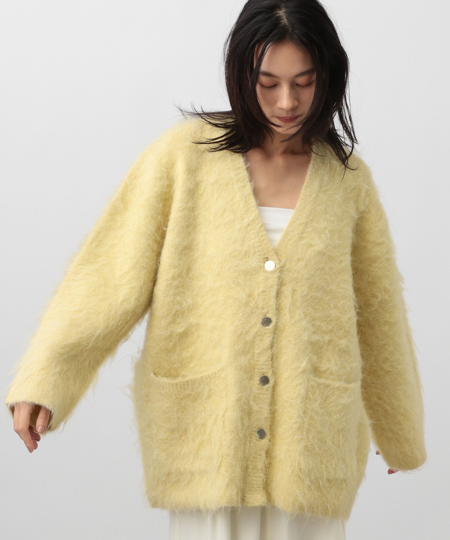 A part by 「【WEB限定】シャギーロングVネックカーディガン」|ニット・セーター|