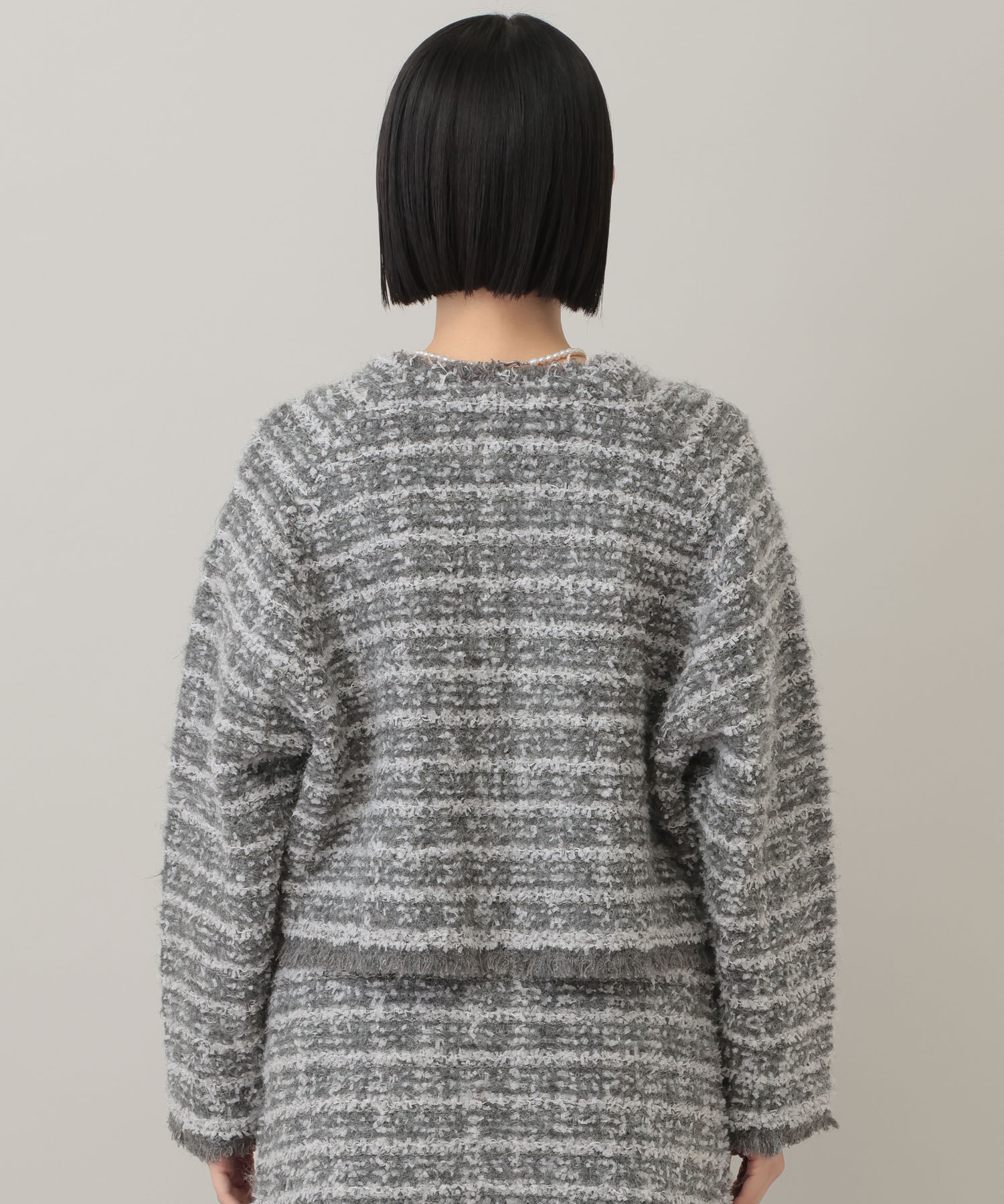  「【セットアップ対応】ツィードニットZIPカーディガン」|カーディガン|