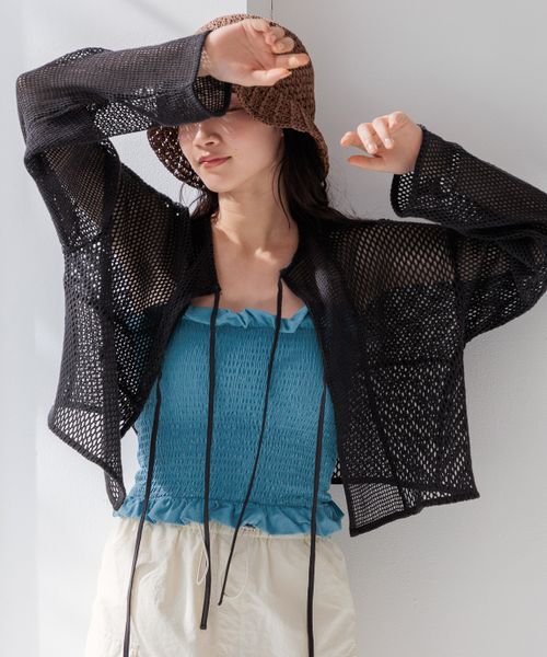 LOWRYS FARM「【前後着用可能】２ＷＡＹパッチワークＬＳ」|カーディガン|GRY8