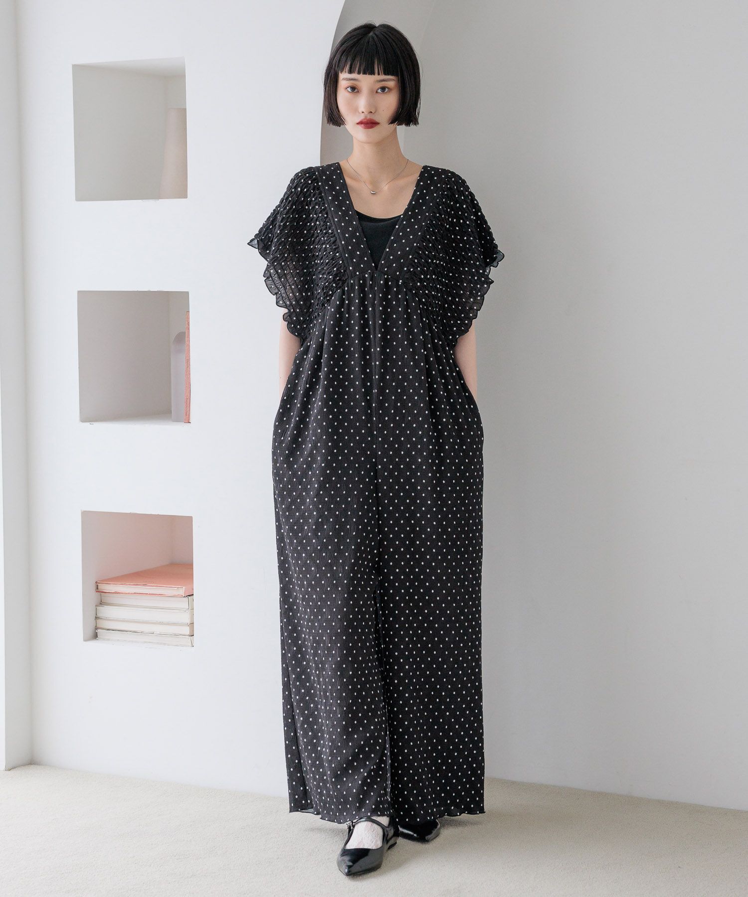 LOWRYS FARM「ヨウリュウシャーリングサロペット」|ワンピース|GRY0ﾄﾞｯﾄ