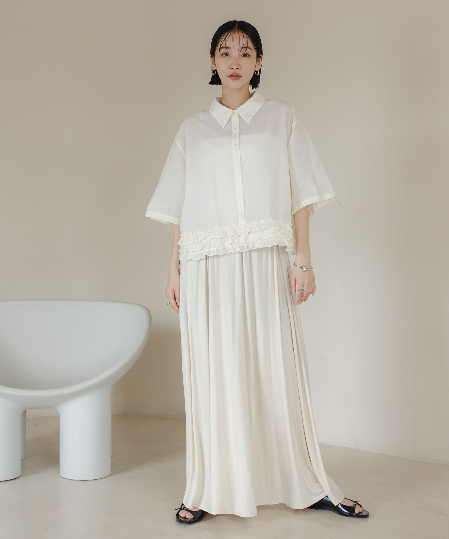 LOWRYS FARM「カットギャザーロングスカート」|スカート|