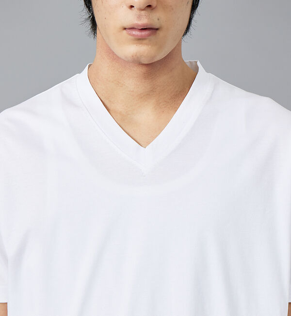ABAHOUSE「コンパクト シルケット スムース Vネック Tシャツ」|Tシャツ・カットソー|
