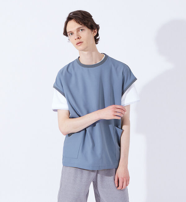 ABAHOUSE「【Comfortable】ダブルポケット ベスト / ノースリーブ Tシャツ」|ベスト・ジレ|ブルーグレー