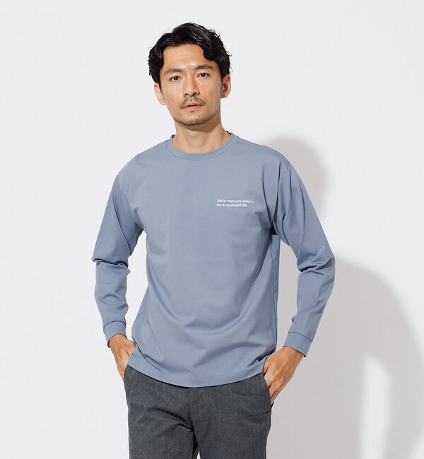 ABAHOUSE「ポンチ 刺繍 ロング Tシャツ」|Tシャツ・カットソー|ブルーグレー