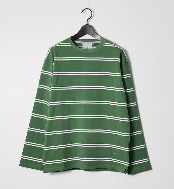 ABAHOUSE「ダブルライン ボーダー 長袖シャツ」|Tシャツ・カットソー|グリーン