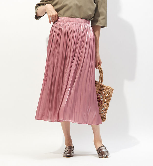 Rouge vif「サテンギャザースカート」|スカート|スモークピンク