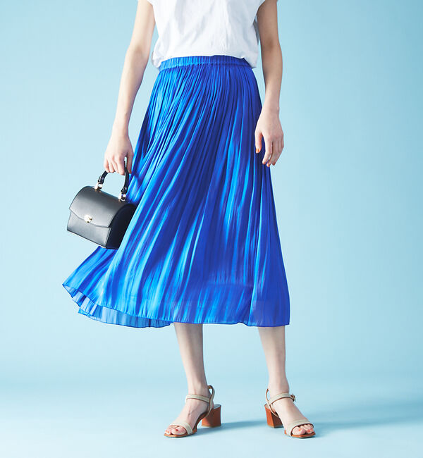 Rouge vif「サテンギャザースカート」|スカート|ブルー