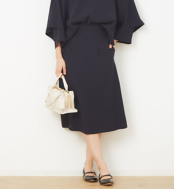 Rouge vif「【マザーニーズ】【オケージョン】ダブルクロスセミフレアスカート」|スカート|ネイビー