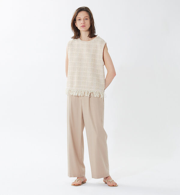 qualite「ストライプフリンジニット」|ニット・セーター|