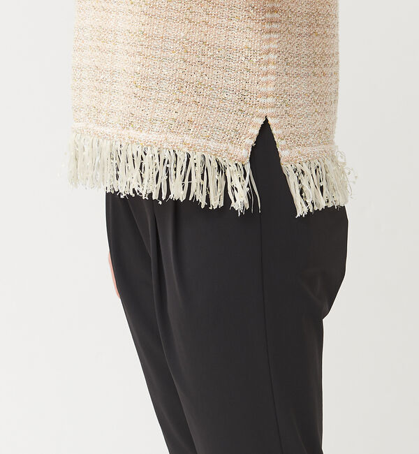 qualite「ストライプフリンジニット」|ニット・セーター|