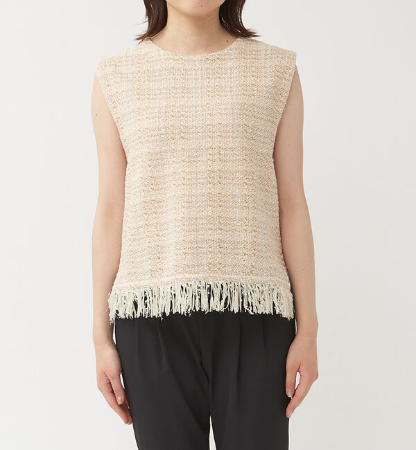 qualite「ストライプフリンジニット」|ニット・セーター|