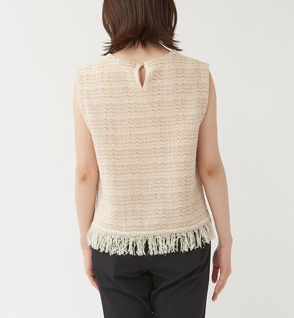 qualite「ストライプフリンジニット」|ニット・セーター|