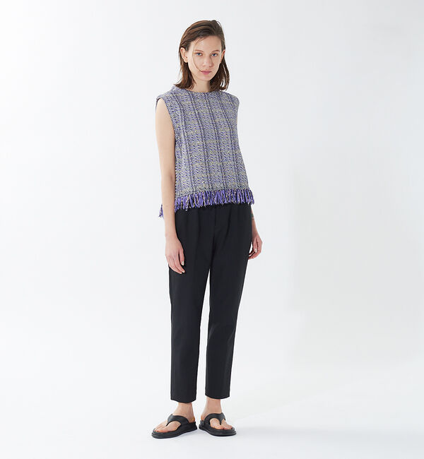 qualite「ストライプフリンジニット」|ニット・セーター|