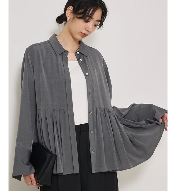 qualite「ギャザータック切り替えシャツ」|シャツ・ブラウス|