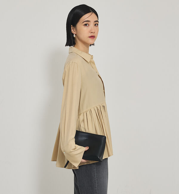 qualite「ギャザータック切り替えシャツ」|シャツ・ブラウス|