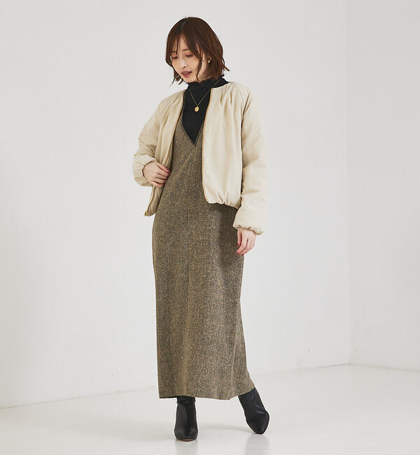 abahouse mavie「【大人のいちまんワンピ】ツイードジャンパースカート」|ジャンパースカート|