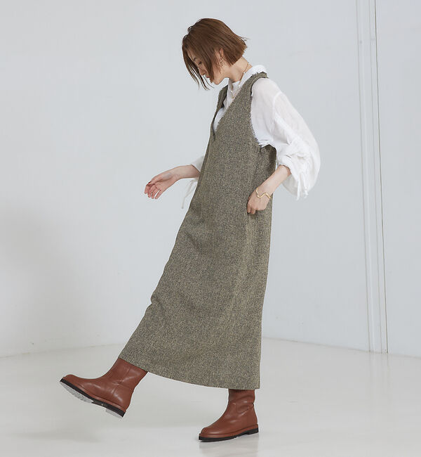 abahouse mavie「【大人のいちまんワンピ】ツイードジャンパースカート」|ジャンパースカート|