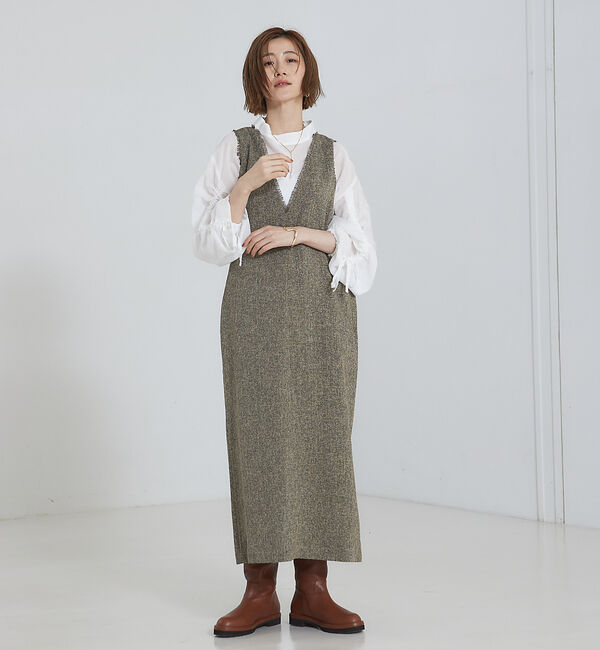 abahouse mavie「【大人のいちまんワンピ】ツイードジャンパースカート」|ジャンパースカート|