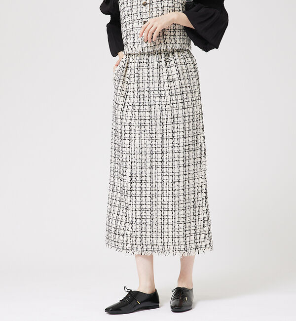 abahouse mavie「【セットアップ対応】ツィードタイトスカート」|スカート|