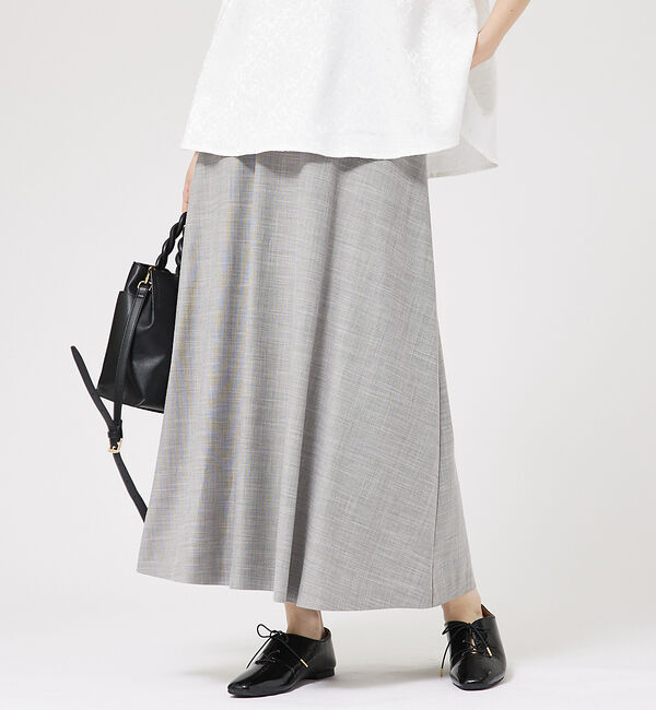 abahouse mavie「【セットアップ対応】メランジ調セミフレアースカート/リネンライクスカート」|スカート|