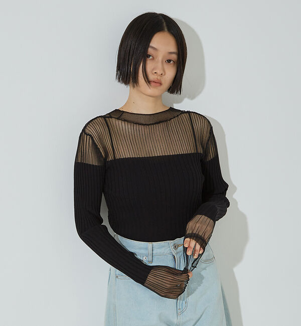 NOMINE「【iocus】シアーボーダーニット」|ニット・セーター|